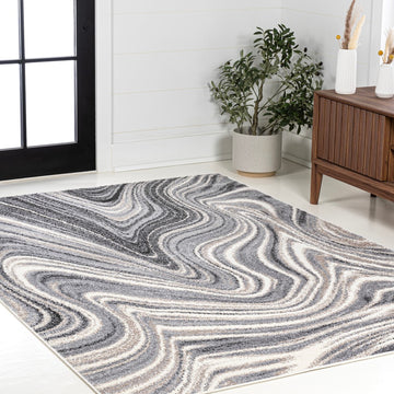 Eleni Contemporary Glam Abstract Marble Area Rug